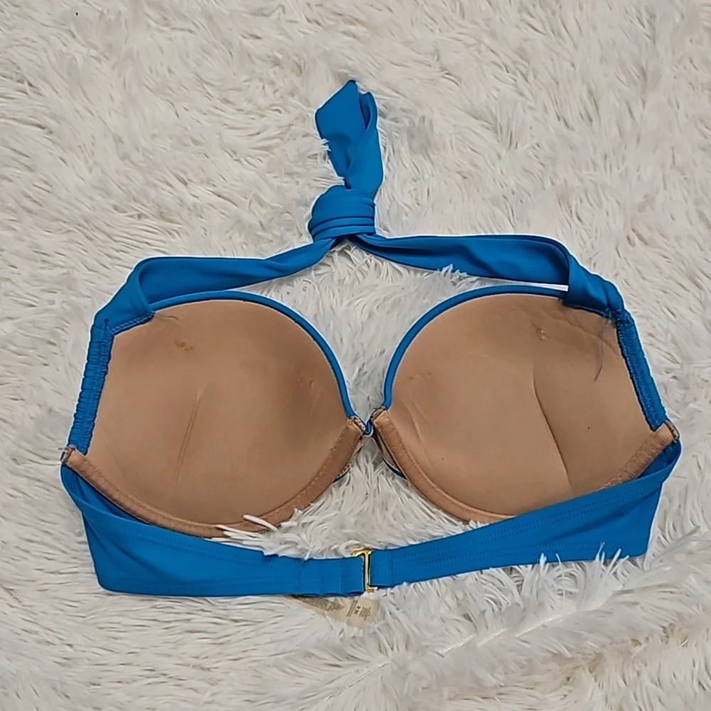 Victoria's Secret Bombshell Sexy Bikini top pushup Swim halter  Bra Blue 36 B - Picture 2 of 8